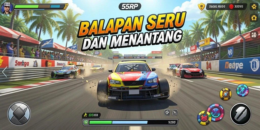 Tampilan gameplay balap mendebarkan di 55RP dengan grafik yang memukau.