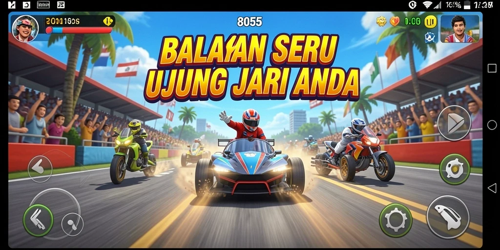 Gambaran gameplay balapan seru di 8055.