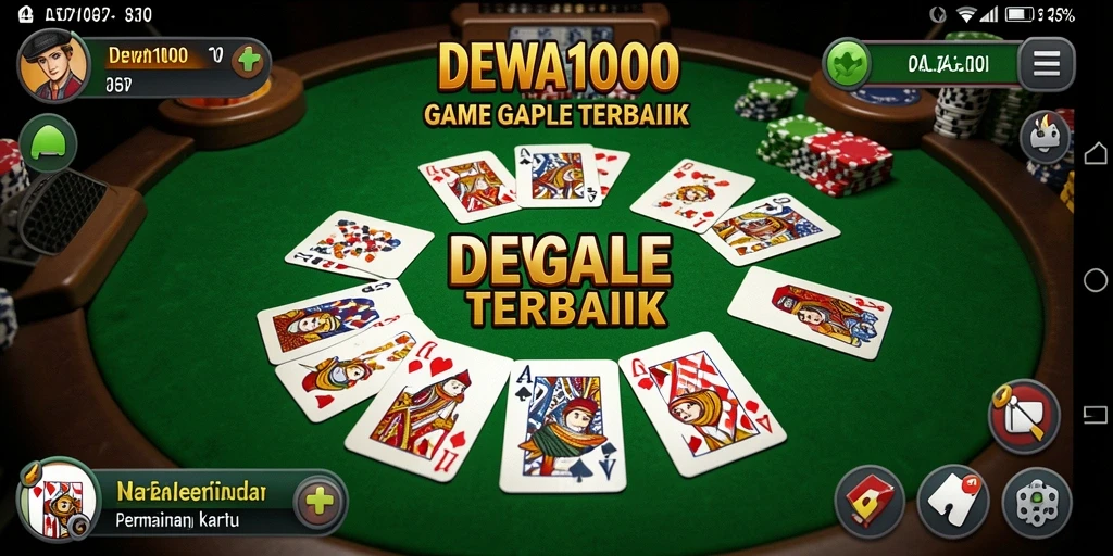 Tampilan gameplay DEWA1000 yang menampilkan serunya permainan Gaple.