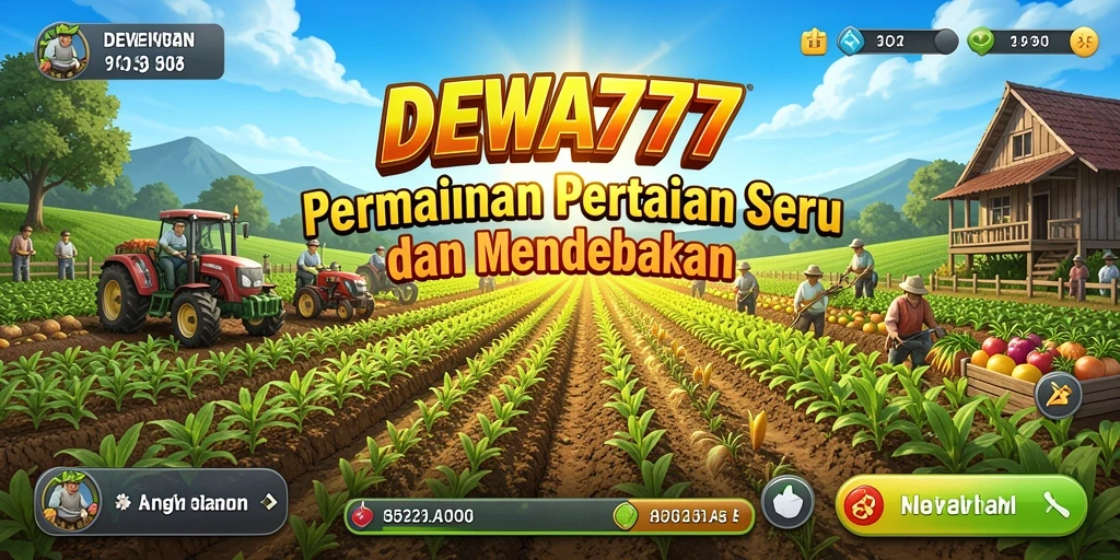 Tampilan gameplay DEWA777 yang penuh warna saat mengelola pertanian.