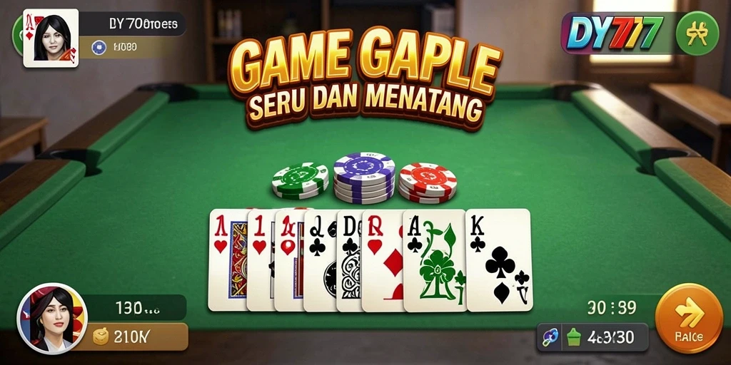 Screenshot DY777 menampilkan gameplay Gaple yang seru dan kompetitif.