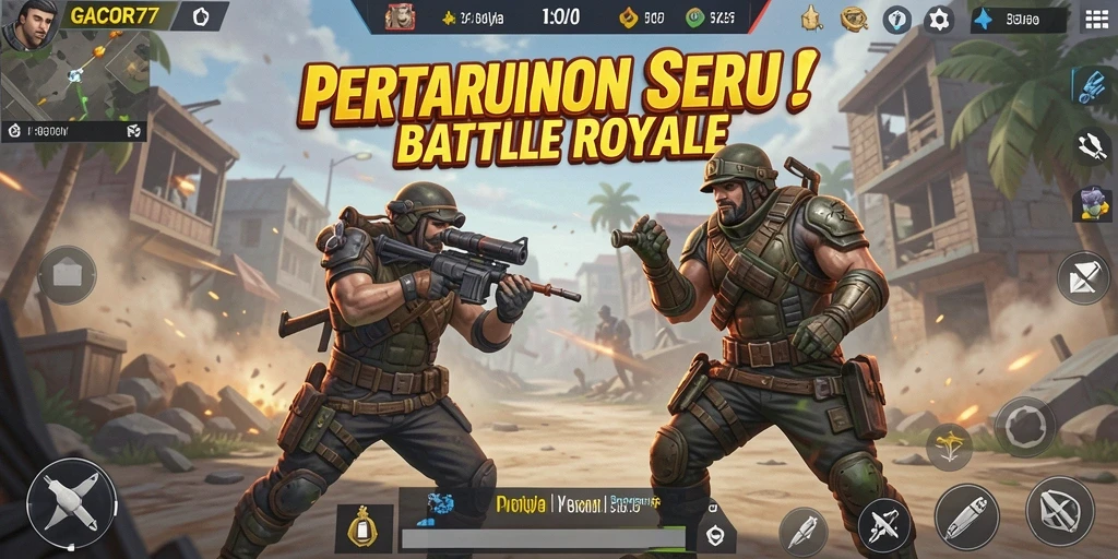 Screenshot gameplay Battle Royale yang menegangkan di GACOR77.