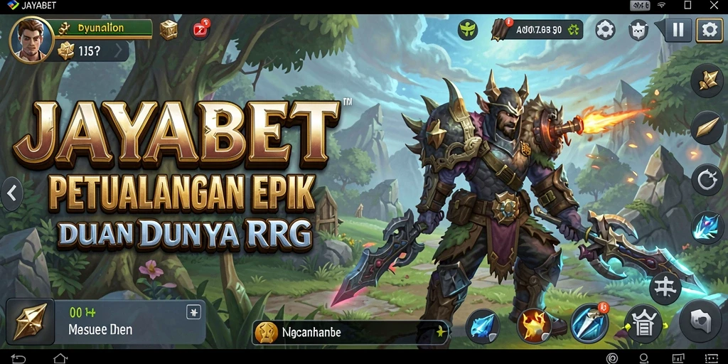 Tampilan dinamis gameplay RPG JAYABET dengan pertempuran seru.