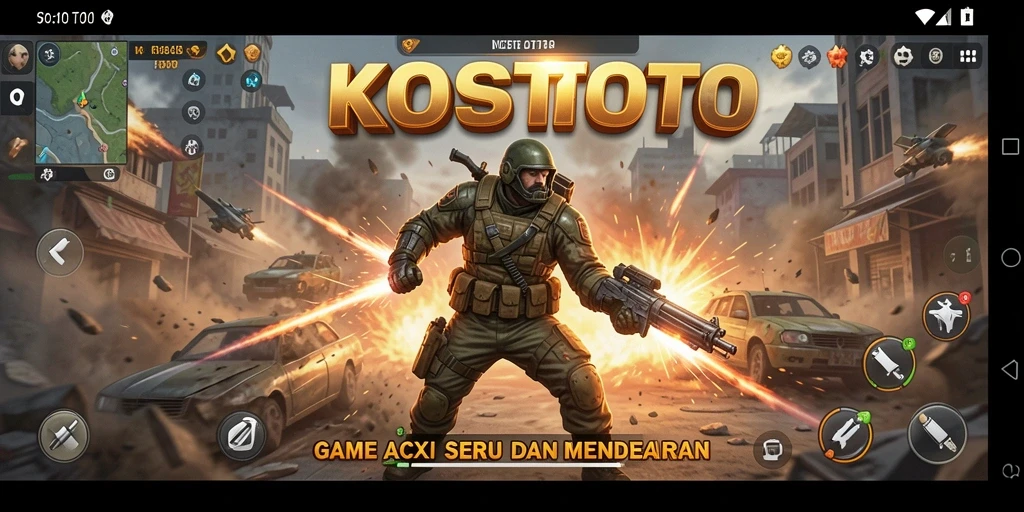 Screenshot KOSTOTO menampilkan aksi intens dan karakter dinamis dalam pertempuran.