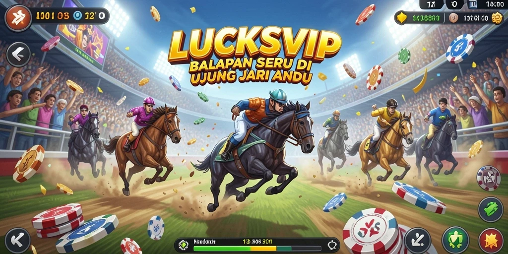 Screenshot LUCKSVIP menampilkan balapan mendebarkan di trek yang berliku.
