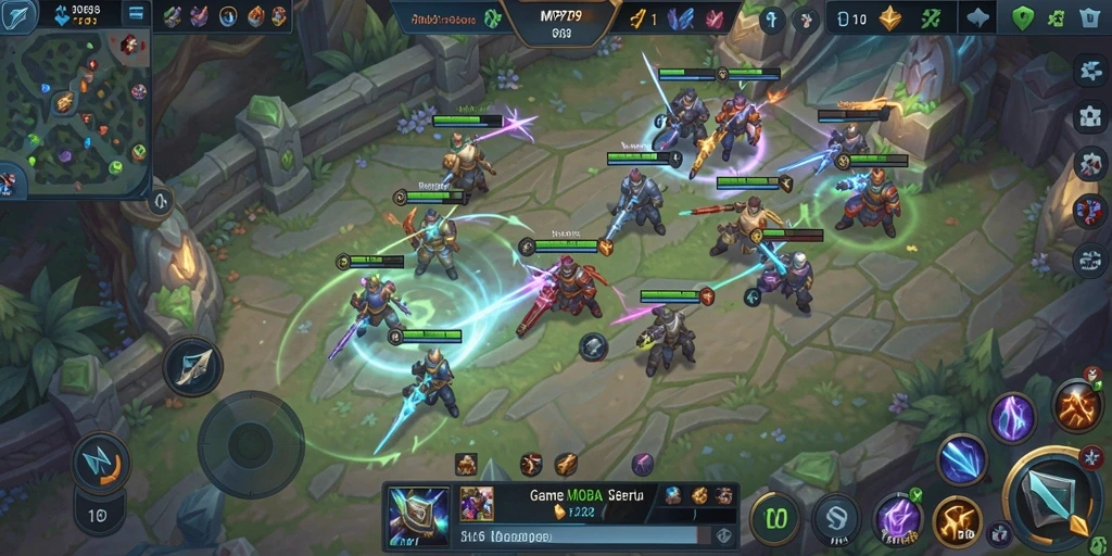 Screenshot utama MVP789 menampilkan aksi MOBA yang seru dan mendebarkan.