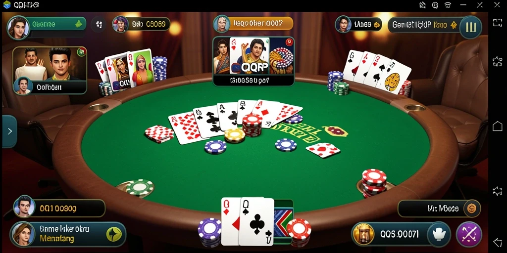 Screenshot gameplay QQRP yang menampilkan aksi Poker yang mendebarkan.