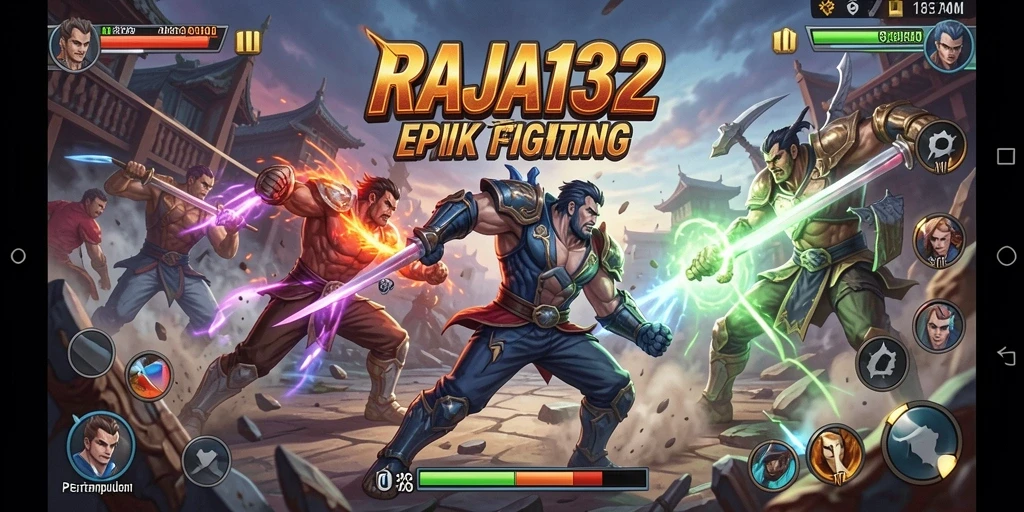 Tangkapan layar dari <strong>RAJA132</strong> menampilkan pertarungan intens dan karakter yang beragam.