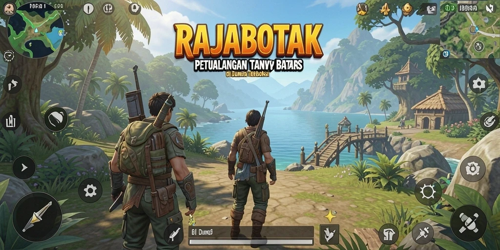 Screenshot gameplay RAJABOTAK menampilkan petualangan seru di dunia terbuka.