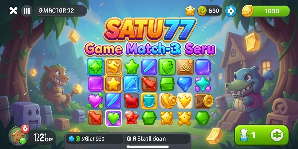 Tampak gameplay menawan dengan mekanisme Match-3 yang seru.