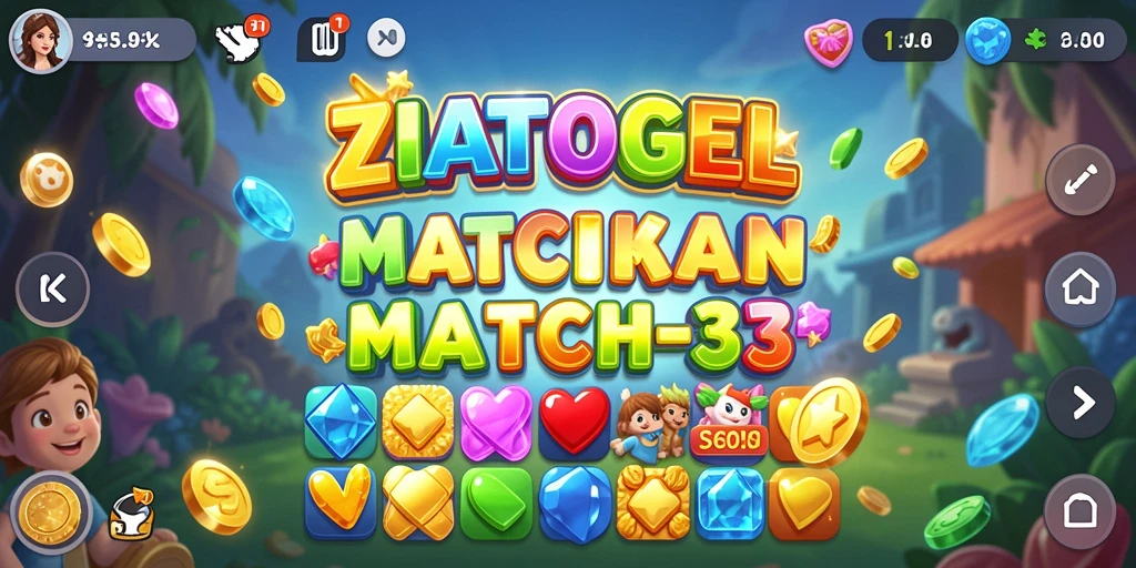 Screenshot ZIATOGEL menampilkan aksi seru dalam permainan Match-3.